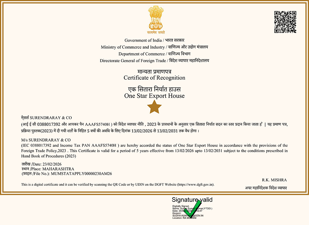 One Star Export House Certificates